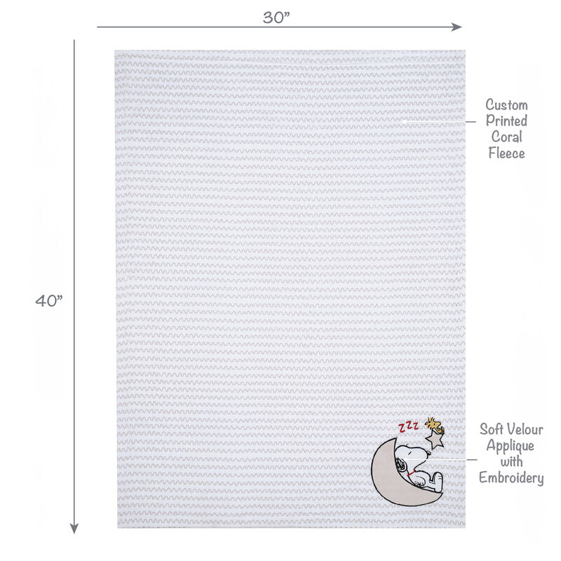 Bedtime Originals Snoopy Love Soft White/Taupe Fleece Baby Blanket w/ Applique