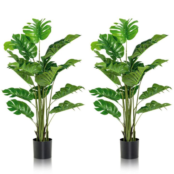 Hivvago 2 Pieces 5 Feet Artificial Monstera Tree Set