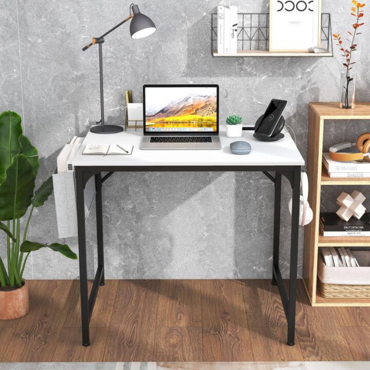 Hivvago 32 Inch Home Office Desk with Charging Station Storage Bag and Headphone Hook
