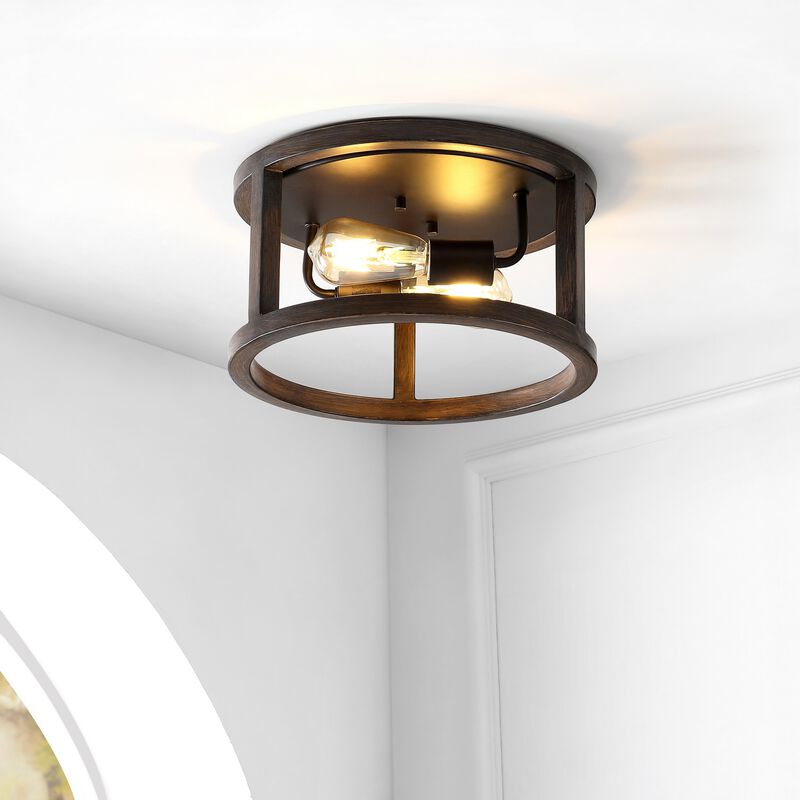 Atelier 2-Light Iron Rustic Industrial LED Flush Mount
