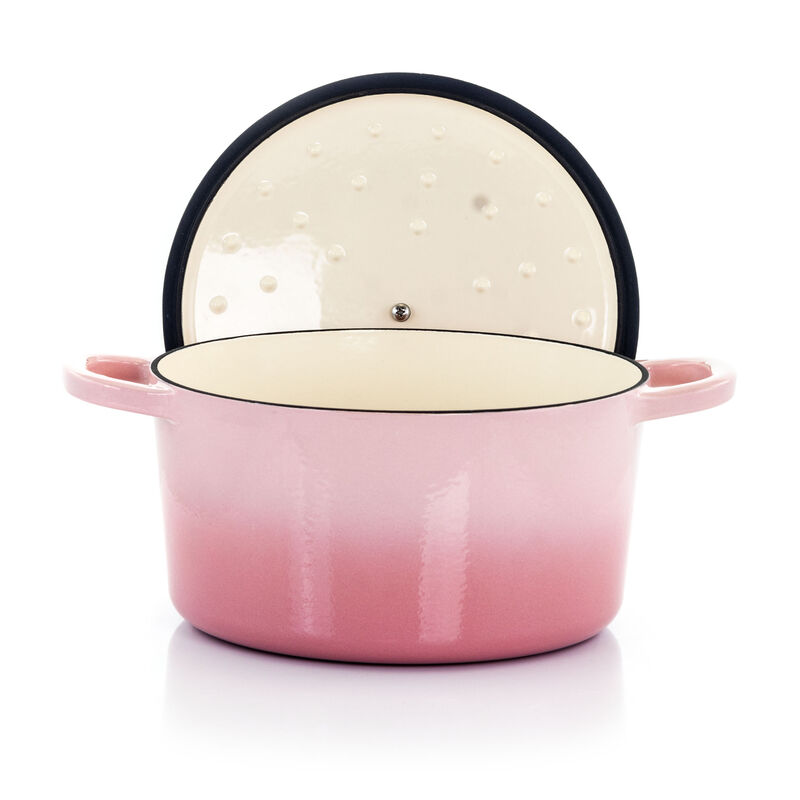Crock-Pot Artisan 2 Piece 5 Quarts Enamled Cast Iron Dutch Oven in Blush Pink