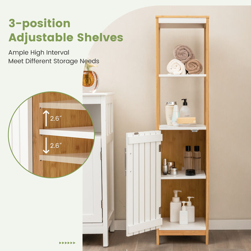Bathroom Floor Cabinet with Door Shelves Adjustable Shelf