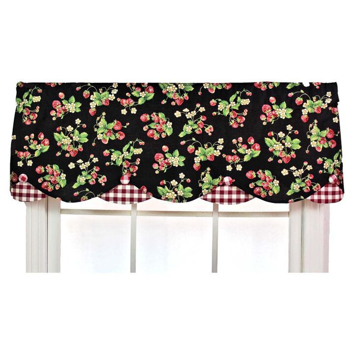 Strawberry Style Fields Petticoat 3" Rod Pocket Valance 50" x 15" Black by RLF Home