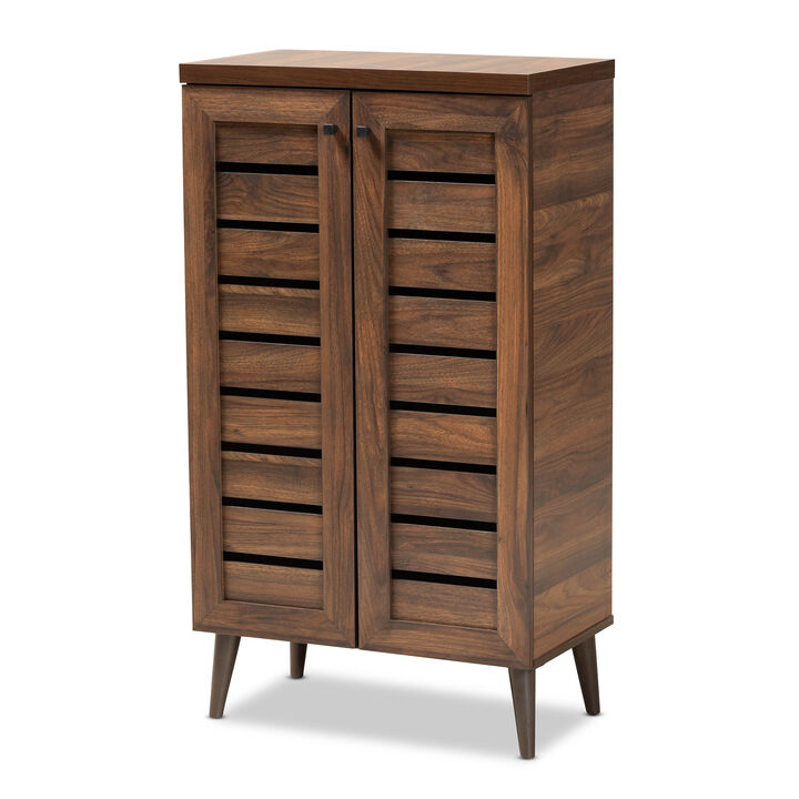 Baxton Studio Salma Modern Walnut Brown Finished Wood 2 Door Shoe Storage Cabinet