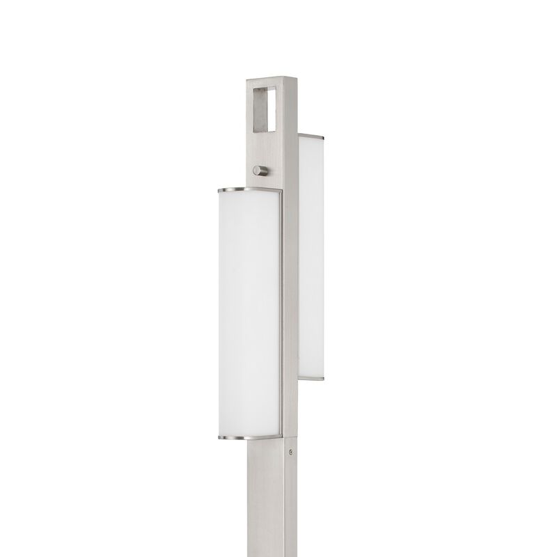 Mora Floor Lamp w Dimmer Switch, 2 Ports, Dual LED, Chrome 61 Inch - Benzara
