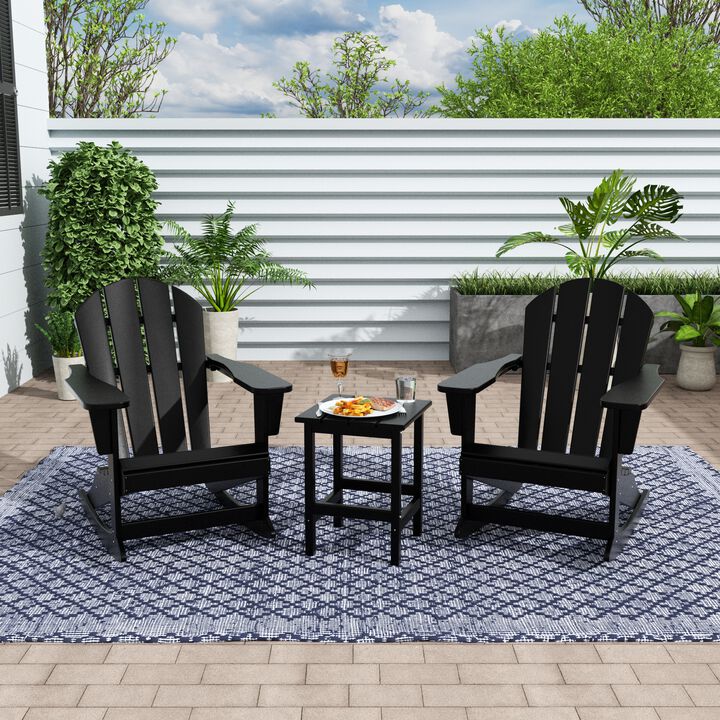 WestinTrends 3-Piece Outdoor Patio Rocking Adirondack Chairs with Side Table Set