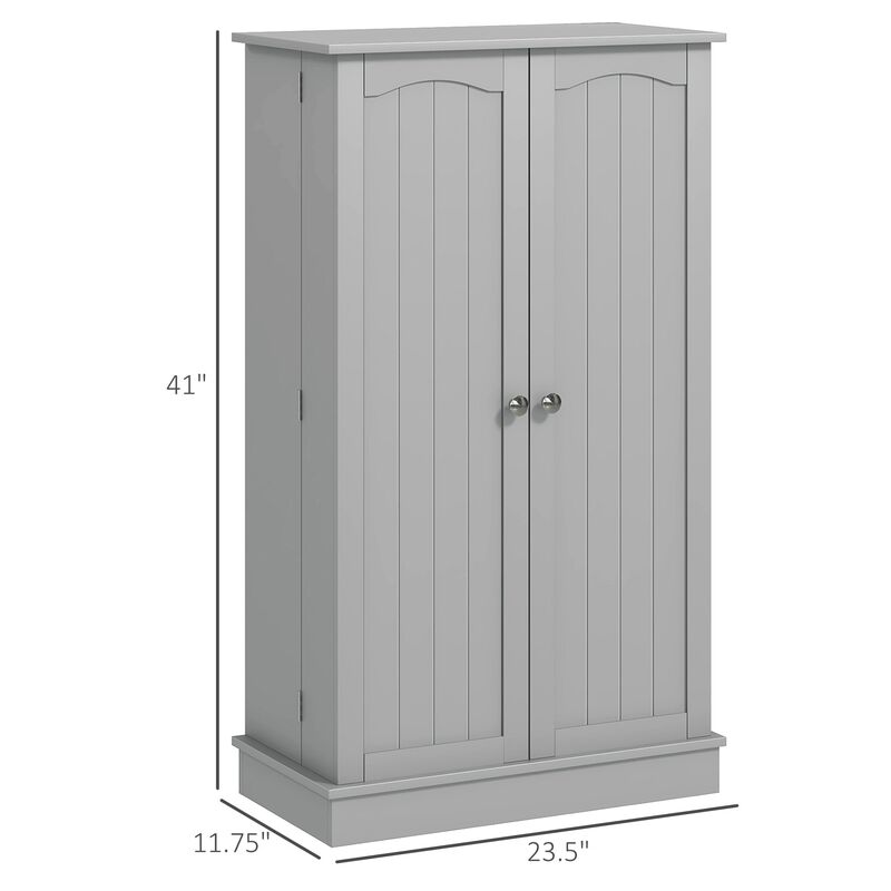 41" Gray Kitchen Pantry: 2-Door, 5-Tier, 12 Spice Racks
