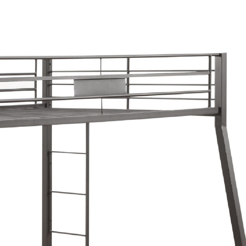 Metal Full XL/Queen Bunk Bed, Black Sand-Benzara