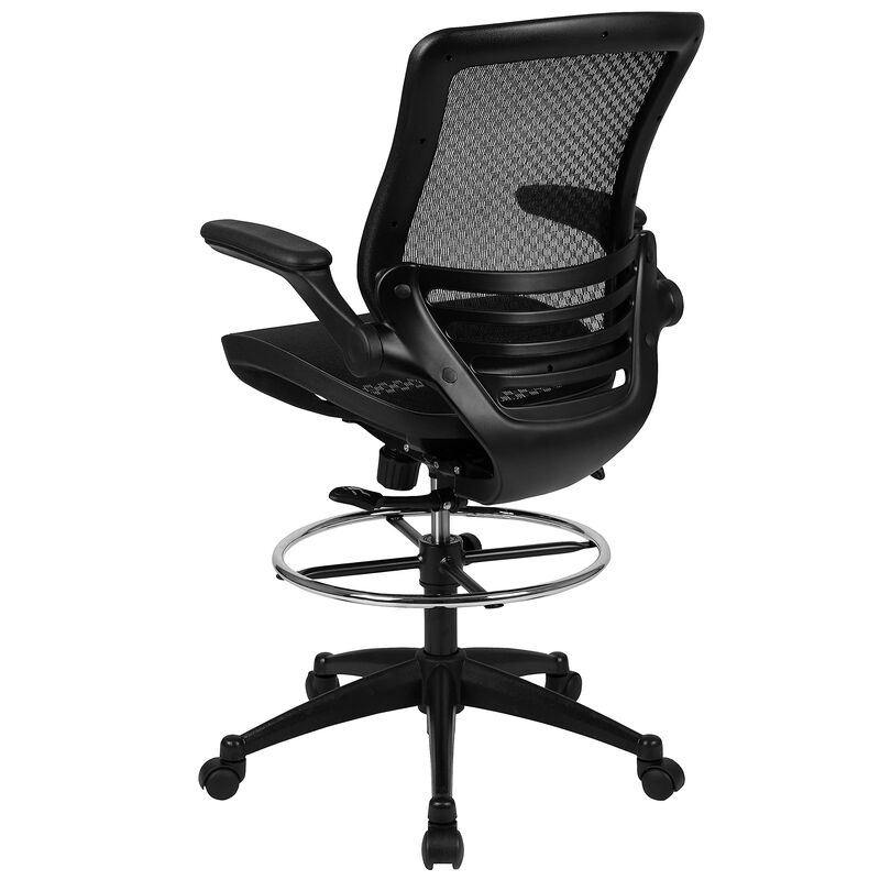 Flash Furniture Waylon Mid-Back Swivel Office Chair with Adjustable Foot Ring, Lumbar Support, and Seat Height, Ergonomic Mesh Executive Chair with Armrests, Black