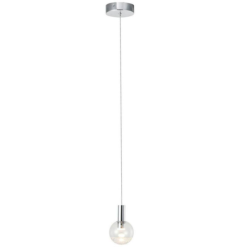 VONN Lighting Integrated LED Height Adjustable Pendant Light with Globe Shade, Polished Chrome