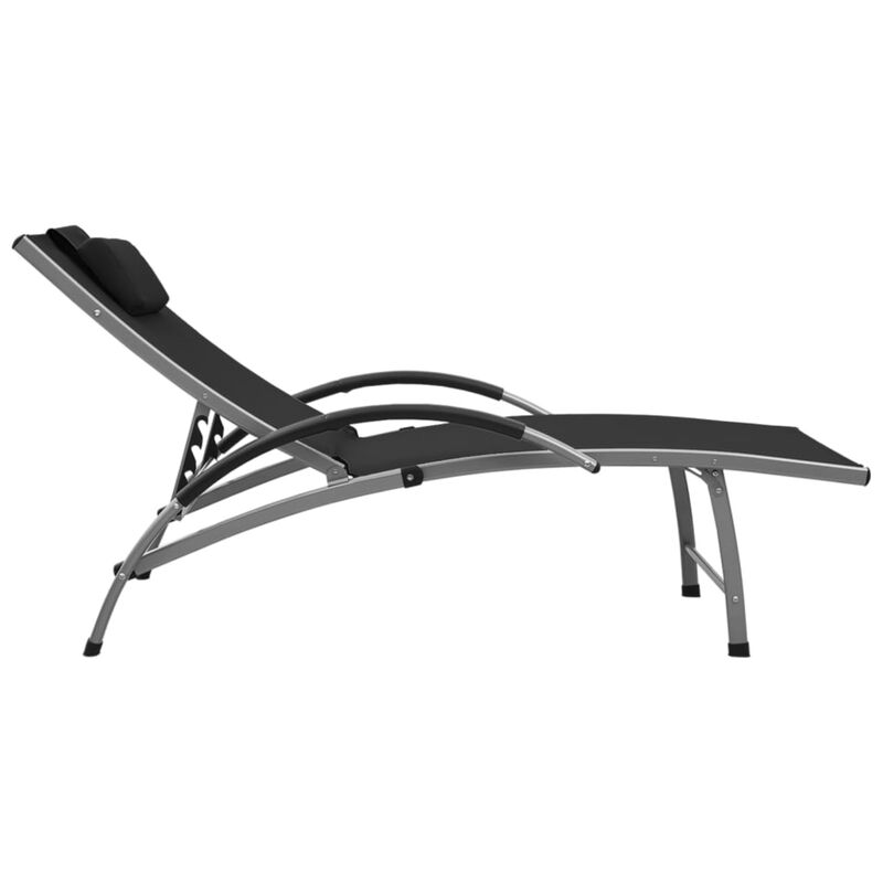 vidaXL Sun Lounger Textilene and Aluminum Black