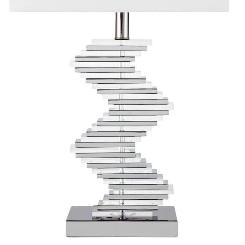 Two Tone Paved Table Lamp Chrome Metal LED Light