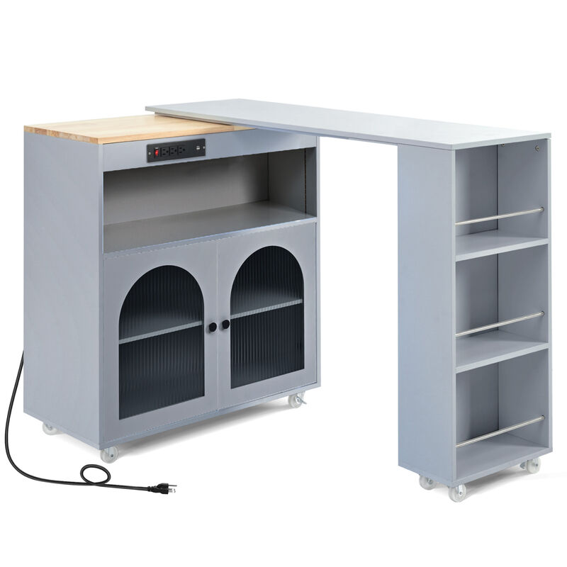 Merax European Rolling Kitchen Island With Extended Table