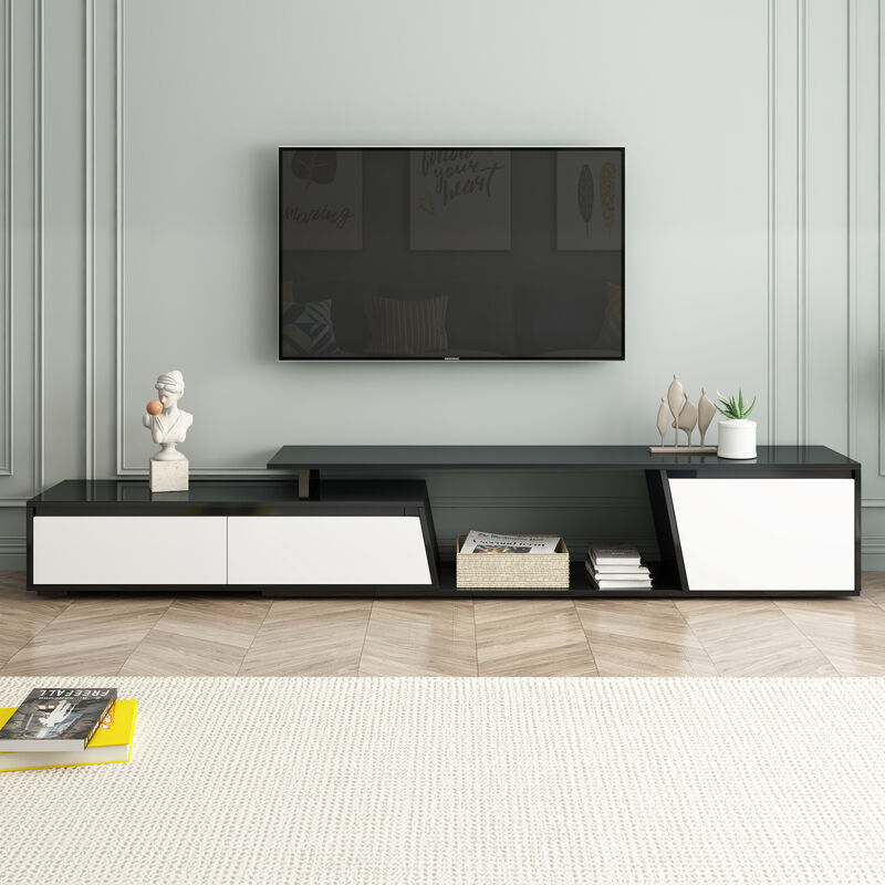 Rectangle TV Stand, 2 Drawers, 1 Cabinet, Up to 100"
