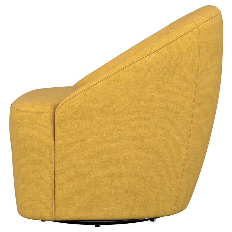 Lenie Barrel Accent Swivel Chair, Modern Minimal Shape, Mustard Yellow - Benzara