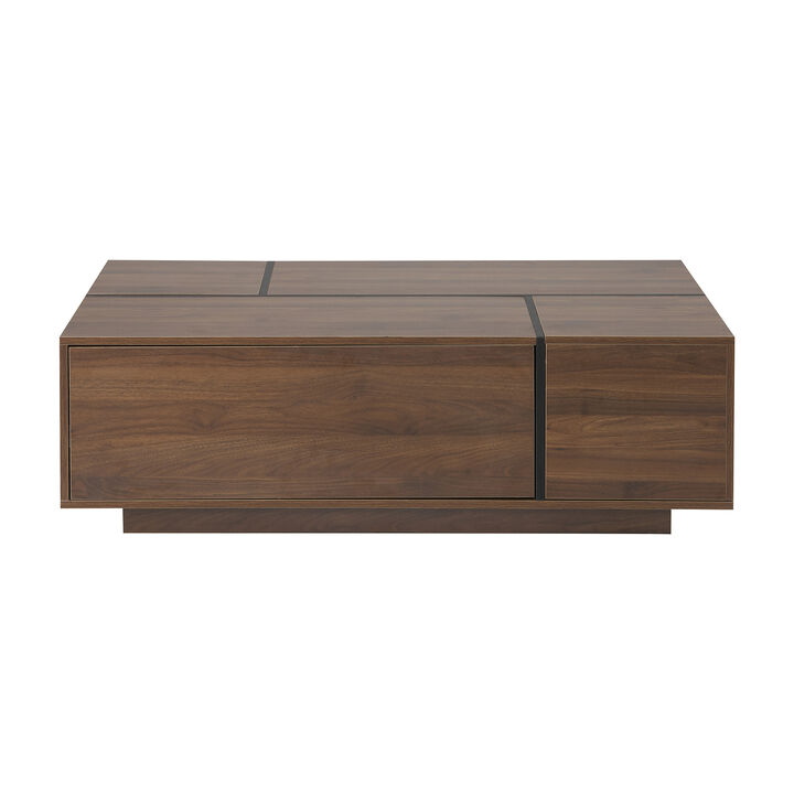 Merax Rectangular Sliding Top Coffee Table with 2 Drawers