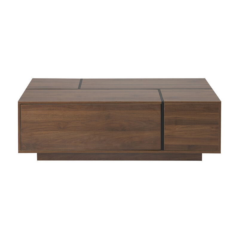 Merax Rectangular Sliding Top Coffee Table with 2 Drawers
