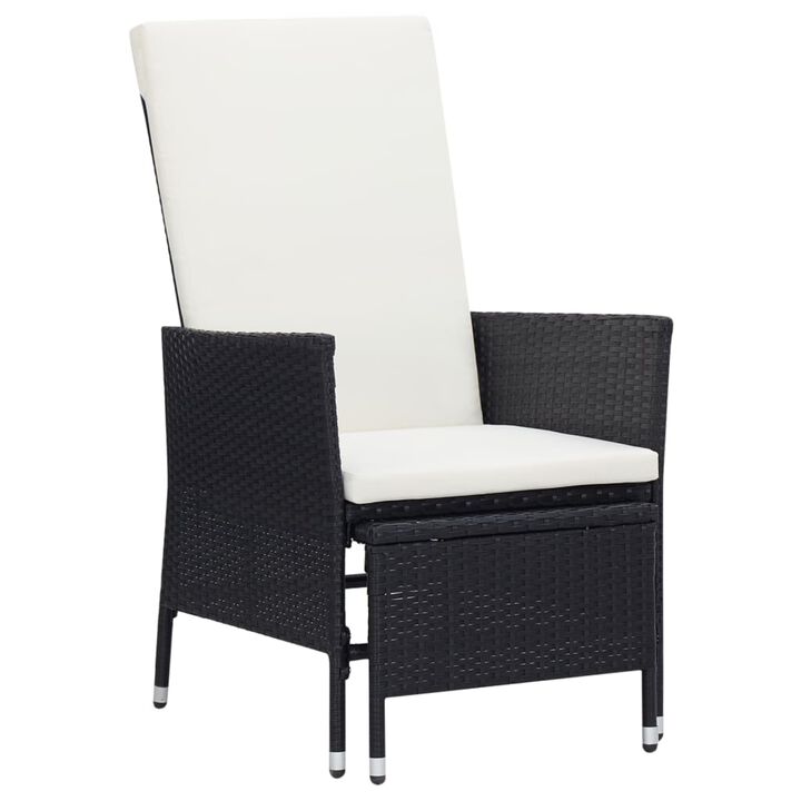 vidaXL 3 Piece Garden Lounge Set with Cushions Poly Rattan Black