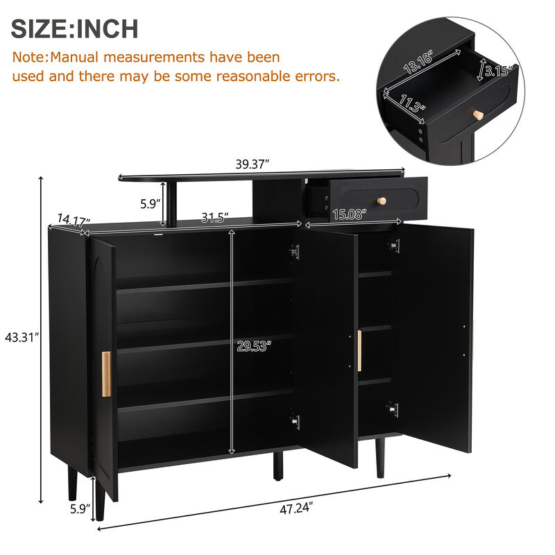 Merax Elegant Shoe Cabinet with 3 Doors