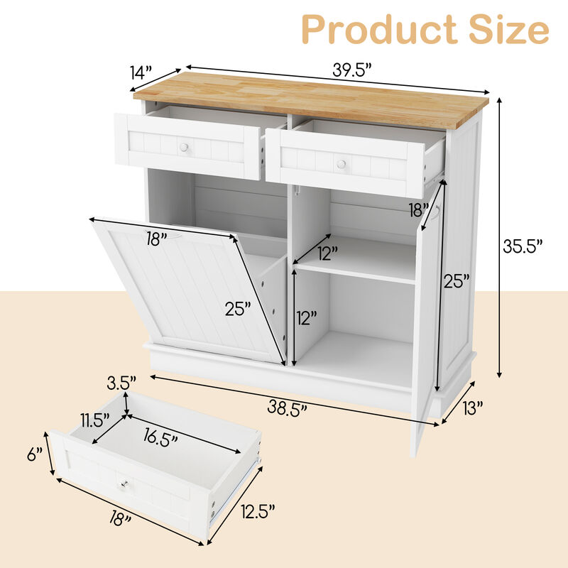 Kitchen Trash Cabinet with Single Can Holder & Adjustable Shelf – Stylish Waste Bin Storage Solution
