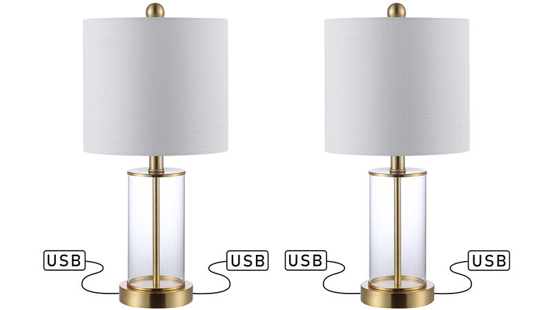 Abner Glass Modern Contemporary USB Charging LED Table Lamp (Set of 2)