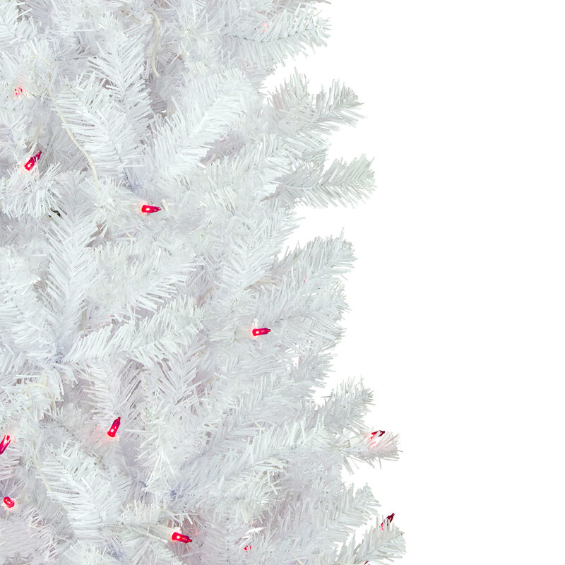 6.5' Pre-Lit Woodbury White Pine Pencil Artificial Christmas Tree  Pink Lights