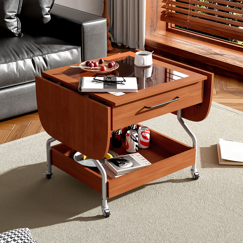 Merax Modern Extended Coffee Table with Wheels