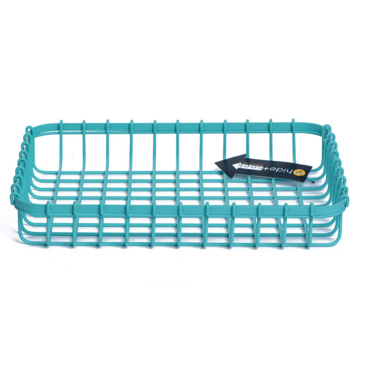 Loop Heavy-Duty Wire Bin-Shallow-Turquoise-set of 4