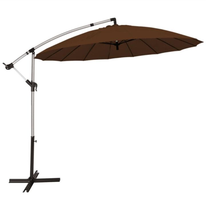 Hivvago 10 Feet Patio Offset Umbrella Market Hanging Umbrella for Backyard Poolside Lawn Garden