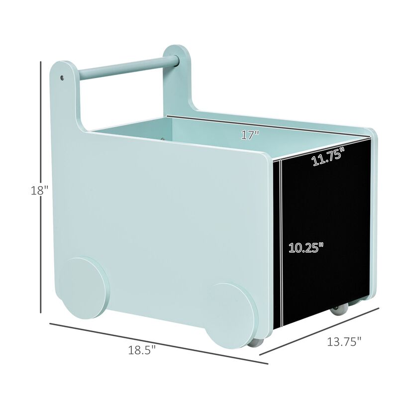 Blue Kids' Organizer: 18.5" Wheeled Storage Cabinet for Books and Toys