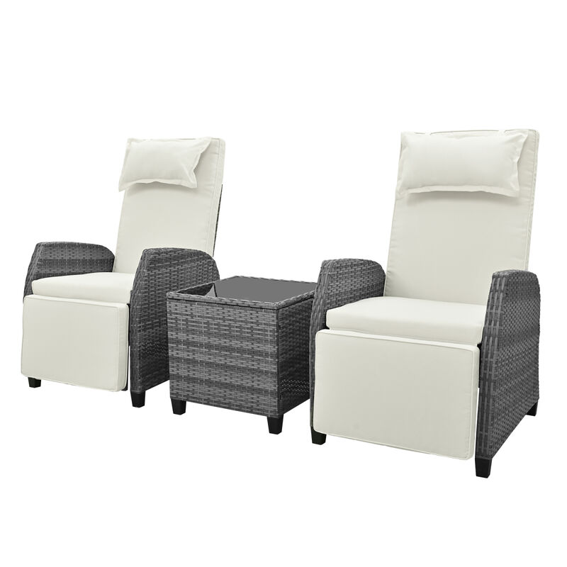 Outdoor Rattan Two-Person Combination With Coffee Tableble, Suitable For Courtyard
