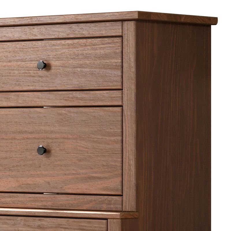 Stav Tall Dresser Chest with 4 Drawers, Plank Style, Brown Solid Wood