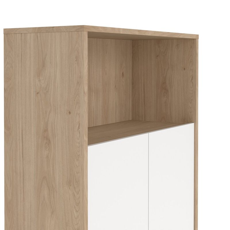 Tvilum Adjustable 3 Shelf Bookcase with 2 Doors, Open Storage Home Office Bookshelf