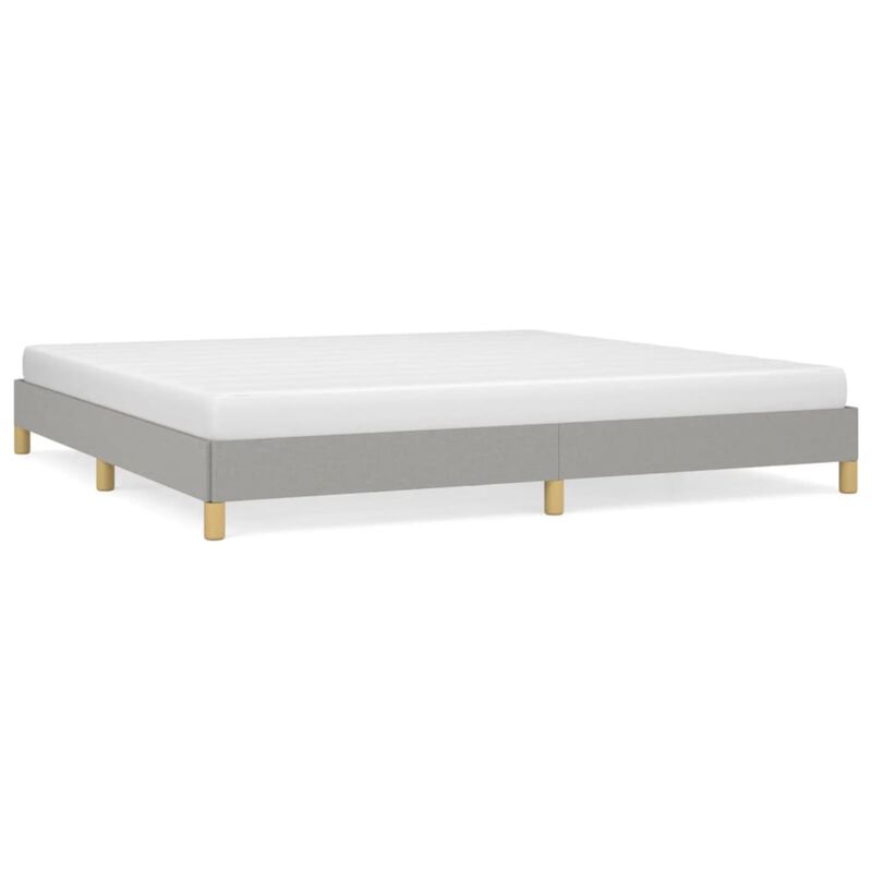 vidaXL Light Gray King-Size Bed Frame - Fabric, Plywood, Engineered Wood Material - Modern Design - Durable Structure - Safe to Use - California Proposition 65 Compliant