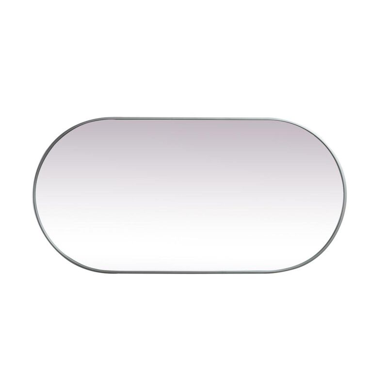 Elegant Decor Metal Frame Oval Mirror 30x60 Inch in Silver