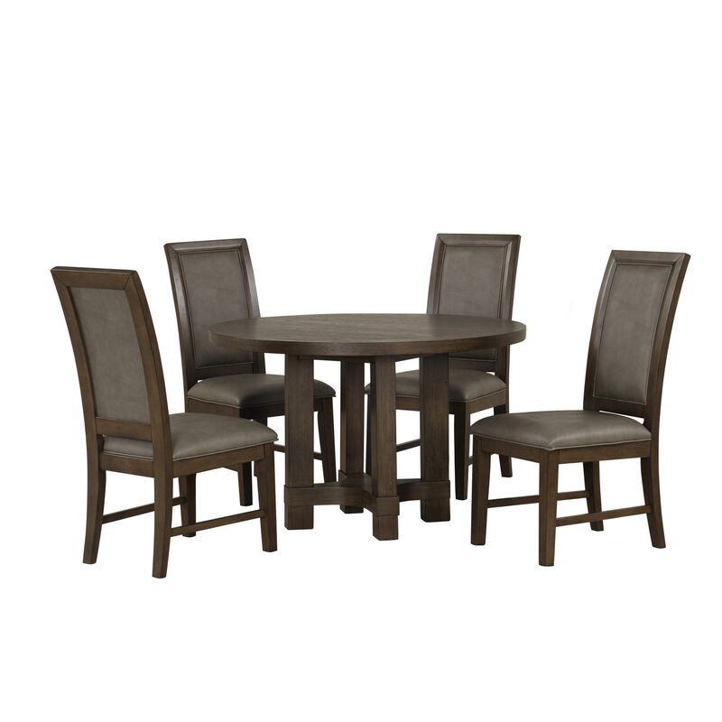 Cora 26 Inch Dining Chair Set of 2, Sleigh Back, Dark Gray Polyester Fabric - Benzara