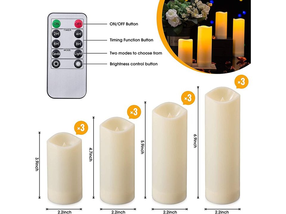 YOROXRG 12 Pack Flameless Candles Battery Operated Waterproof Led Candles