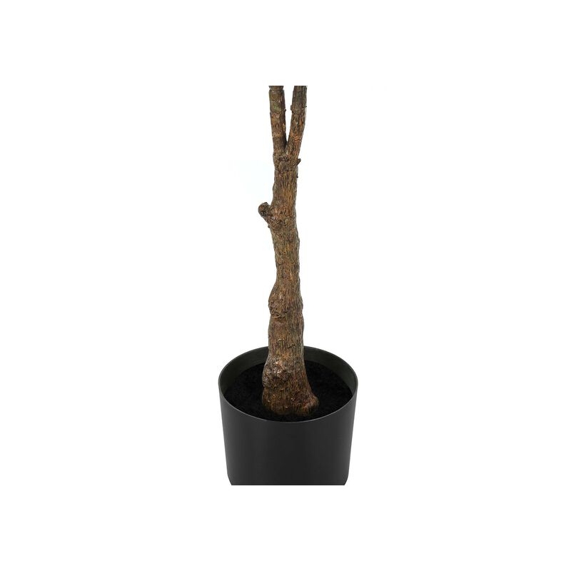 Monarch Specialties I 9514 - Artificial Plant, 52" Tall, Rubber Tree, Indoor, Faux, Fake, Floor, Greenery, Potted, Real Touch, Decorative, Green Leaves, Black Pot