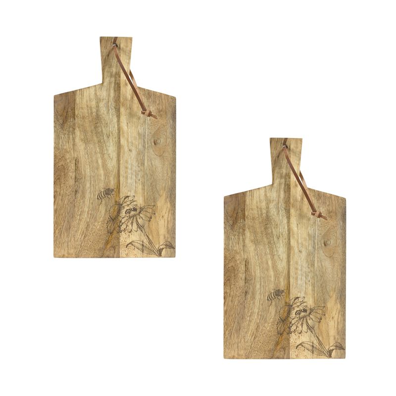 Mango Wood Cutting Boards (Set of 2) - 10" x 18"H for Cooking and Serving