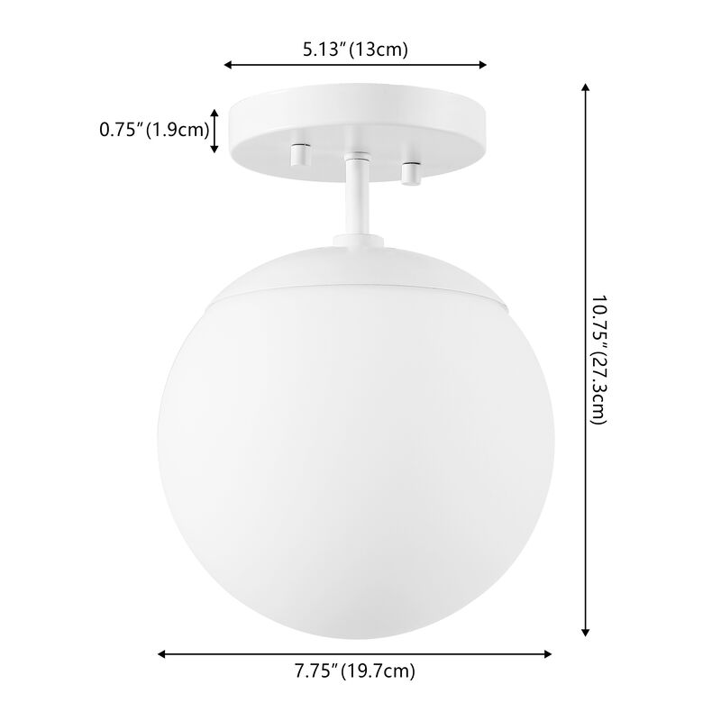 Marcel 1-Light Bohemian Farmhouse Iron/Frosted Glass LED Semi Flush Mount