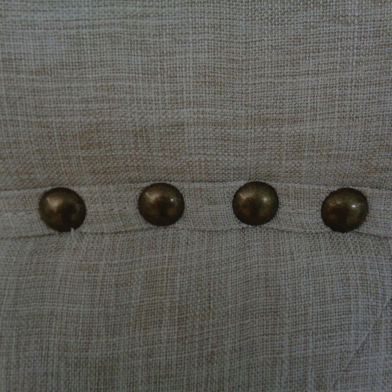 Queen Size Bed, Beige Fabric Upholstered, Camel Back, Button Tufted-Benzara