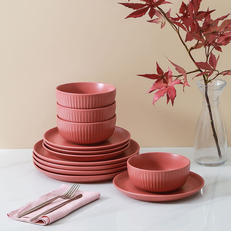 Stone Lain Logan Stoneware 12 Piece Dinnerware Set