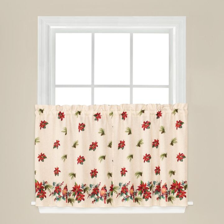 SKL Home Saturday Knight Ltd Holiday Elegance Beautiful Design With 1.5" Rod Pocket Window Tier Pair - 57x24", Multi