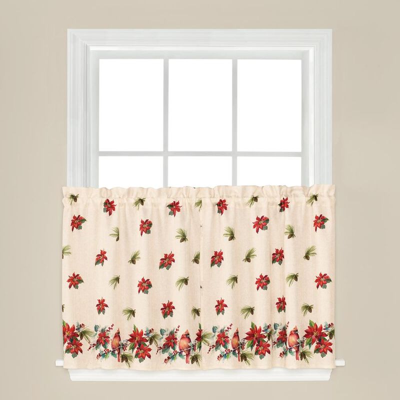 SKL Home Saturday Knight Ltd Holiday Elegance Beautiful Design With 1.5" Rod Pocket Window Tier Pair - 57x24", Multi