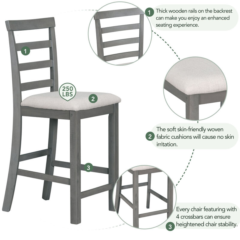 Merax 5-Piece Multi-Functional Dining Table Set with Padded Chairs