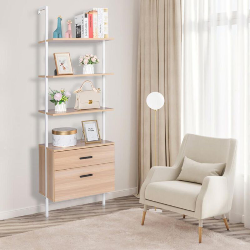 Industrial Bookshelf with Storage Drawers for Home & Office