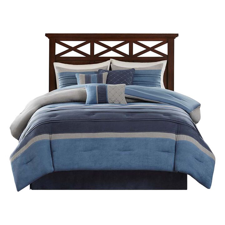 Gracie Mills Conley 7 Piece Suede Pieced Comforter Set - Queen