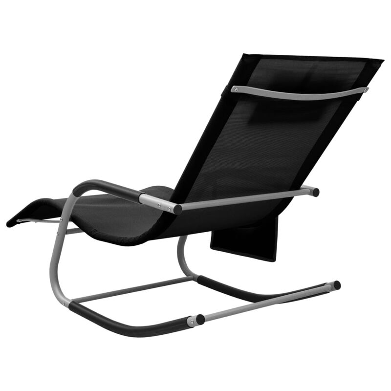 vidaXL Sun Lounger Textilene Black and Gray