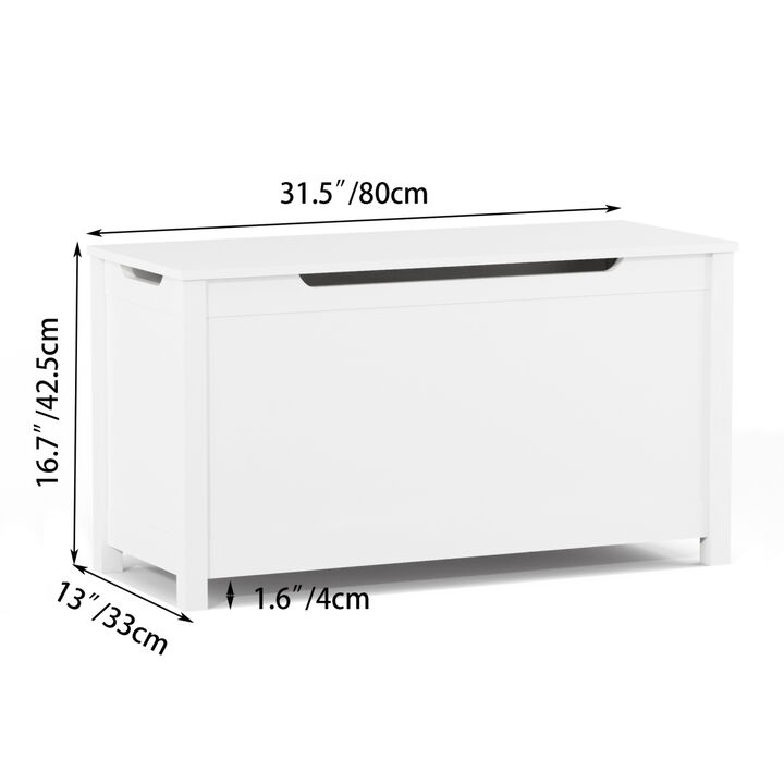 Kids Wooden Toy Box Storage With Safety Hinged Lid For Ages 3