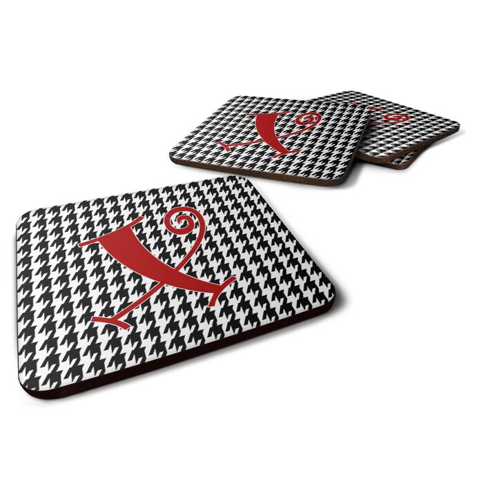 Caroline's Treasures CJ1035-XFC Monogram-Houndstooth Black Foam Coasters (Set of 4), Initial Letter X, 3.5 H x 3.5 W, Multicolor